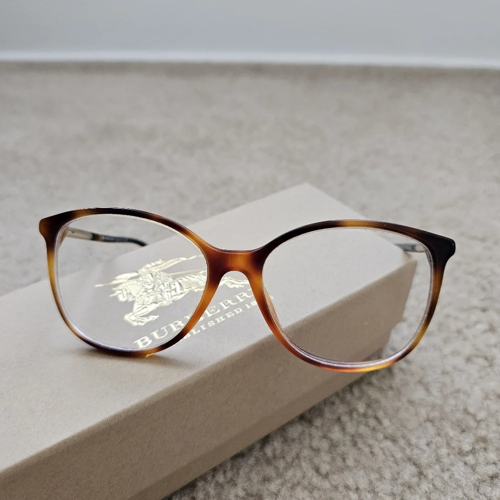 Burberry B2128 rounded oval eyeglasses 52mm brown tortoise shell 52-16-140